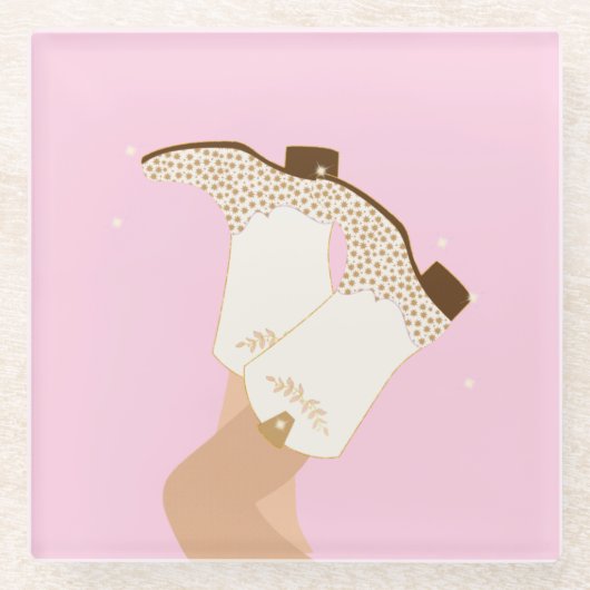 Modernes Girly Cowgirl Stiefts Legs Stars Yeehaw P Glasuntersetzer (Vorderseite)