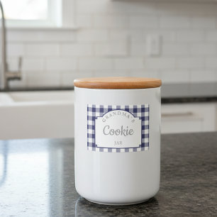 Modernes Girly Deep Navy Blue Gingham Lebensmitteletikett