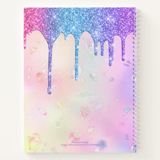 Modernes Girly Holographic Elegante Trendy Sketchb Notizblock (Rückseite)