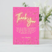Modernes Girly Hot Pink Neon Glow Danke, Script Dankeskarte (Stehend Vorderseite)
