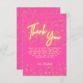 Modernes Girly Hot Pink Neon Glow Danke, Script Dankeskarte (Vorne/Hinten)