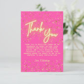 Modernes Girly Hot Pink Neon Glow Danke, Script Dankeskarte (Stehend Vorderseite)