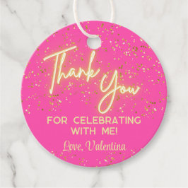 Modernes Girly Hot Pink Neon Glow Danke, Script Geschenkanhänger