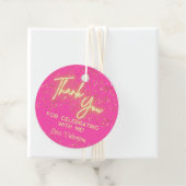 Modernes Girly Hot Pink Neon Glow Danke, Script Geschenkanhänger (Beispiel)