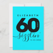 Modernes Girly Ice Blue 60 und Sizzlin' Einladung (Rückseite)