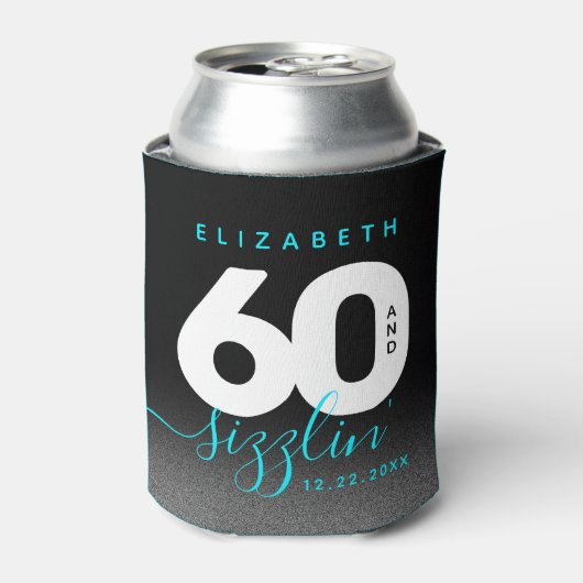 Modernes Girly Ice Blue 60 und Sizzling Dosenkühler (Kanne Vorderseite)