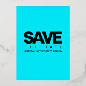 Modernes Girly Ice Blue 60 und Sizzling Folieneinladung (Rückseite)