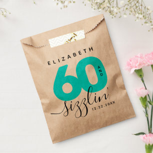 Modernes Girly Ice Blue 60 und Sizzling Geschenktütchen