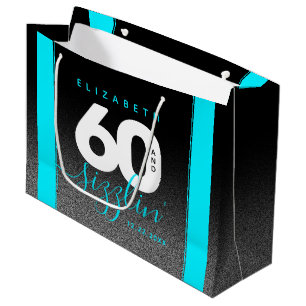 Modernes Girly Ice Blue 60 und Sizzling Große Geschenktüte
