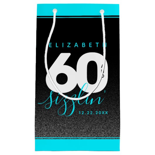 Modernes Girly Ice Blue 60 und Sizzling Kleine Geschenktüte (Vorderseite)
