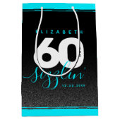 Modernes Girly Ice Blue 60 und Sizzling Mittlere Geschenktüte (Vorderseite)