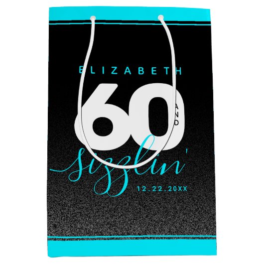 Modernes Girly Ice Blue 60 und Sizzling Mittlere Geschenktüte (Vorderseite)