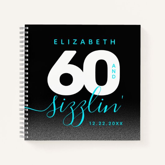 Modernes Girly Ice Blue 60 und Sizzling Notizblock (Vorderseite)