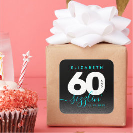 Modernes Girly Ice Blue 60 und Sizzling Quadratischer Aufkleber