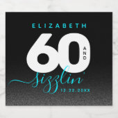 Modernes Girly Ice Blue 60 und Sizzling Schaumweinetikett (Einzelnes Label)