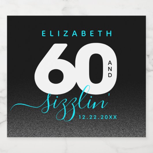 Modernes Girly Ice Blue 60 und Sizzling Schaumweinetikett (Einzelnes Label)