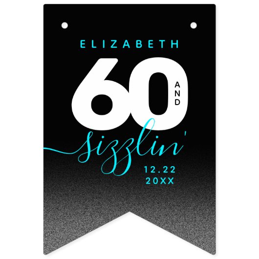 Modernes Girly Ice Blue 60 und Sizzling Wimpelkette (Erste Fahne)