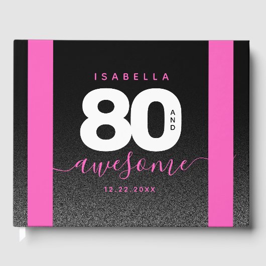 Modernes Girly Pink 80 und Phantastisch Gästebuch (Vorderseite)