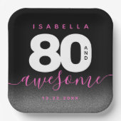 Modernes Girly Pink 80 und Phantastisch Pappteller (Vorderseite)