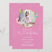 Modernes Girly Pink Gold . Einladung zur Geburtsta (Vorne/Hinten)