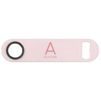 Modernes Girly Pink Monogram Speed Bottle Opener