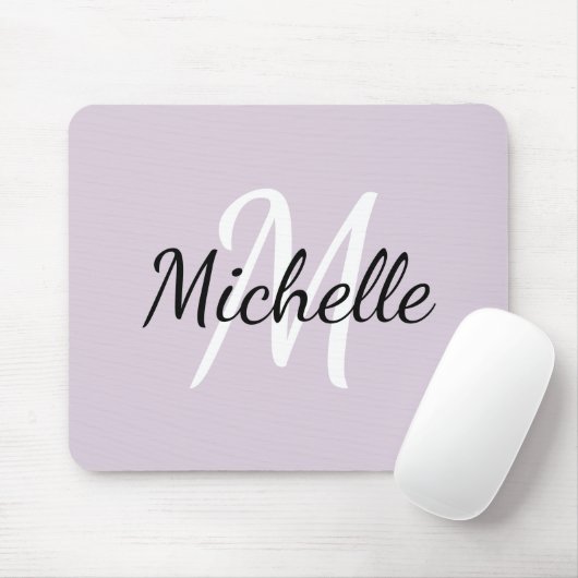 Modernes Girly Violet Monogramm Initial + Name Mousepad (Mit Mouse)
