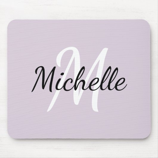 Modernes Girly Violet Monogramm Initial + Name Mousepad (Vorne)