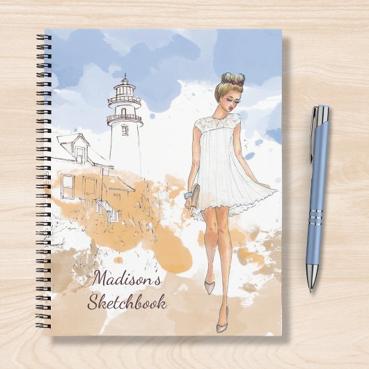 Modernes Giro Watercolor Sketchbook Personalisiert Notizblock