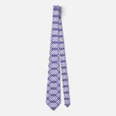 Modernes Gitter Geometric Dark Periwinkle & White Krawatte (Vorderseite)