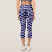 Modernes Gitter Geometrie Navy Blue & White Capri Leggings (Rückseite)