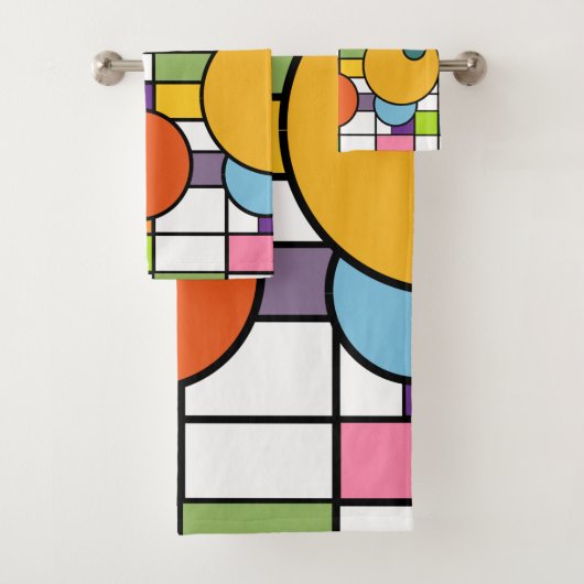 Modernes Gitter Mitte des Jahrhunderts Badhandtuch Set (Insitu)