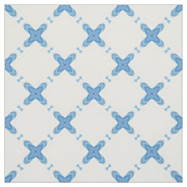 Modernes Gitterblau-weißes Muster Stoff