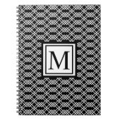 Modernes Gittergeometrisches Monogramm Schwarz/Wei Notizblock (Vorderseite)