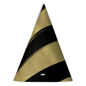 Modernes Glam Black & Gold Paint Stroke Strike Par Partyhütchen (Links)