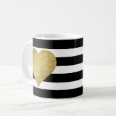 Modernes Glam Black Stripes Metallisches Goldenes Kaffeetasse (Vorderseite Links)