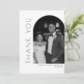 Modernes Glam Black & White Arch Foto Hochzeit Dankeskarte (Stehend Vorderseite)