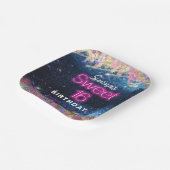 Modernes Glam Blue Glitzer Hot Neon Pink Sweet 16 Pappteller (Gewinkelt)