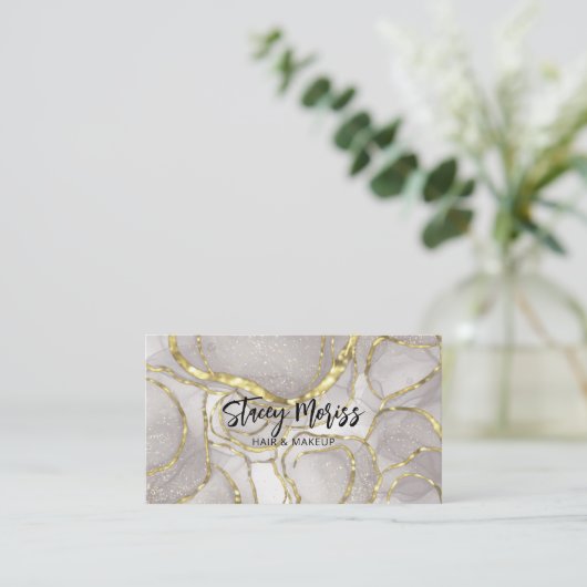 Modernes Glam Chic QR Code Abstraktes Script Visitenkarte (Stehend Vorderseite)