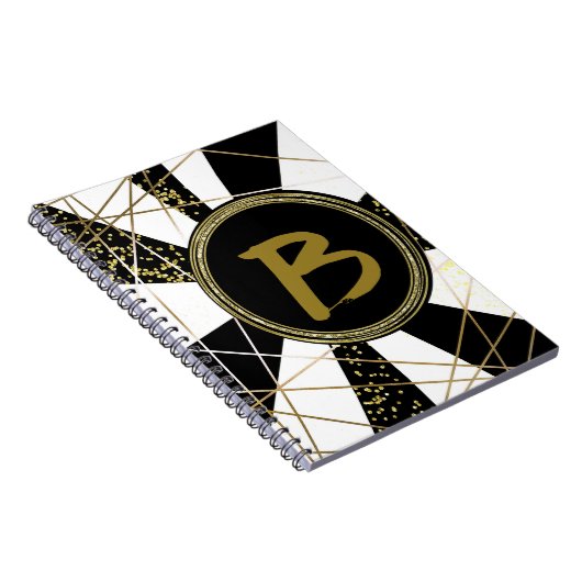 Modernes Glam Deko Schwarz-weiß Gold Girly Einziga Notizblock (Rechte Seite)