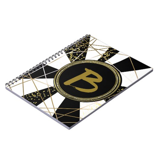 Modernes Glam Deko Schwarz-weiß Gold Girly Einziga Notizblock (Linke Seite)