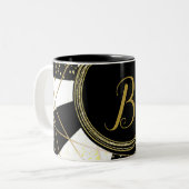 Modernes Glam Deko Schwarz-weiß Gold Girly Einziga Zweifarbige Tasse (Vorderseite Links)