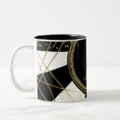 Modernes Glam Deko Schwarz-weiß Gold Girly Einziga Zweifarbige Tasse (Links)