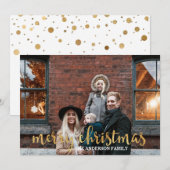 Modernes Glam Gold Confetti Foto Weihnachten (Vorne/Hinten)