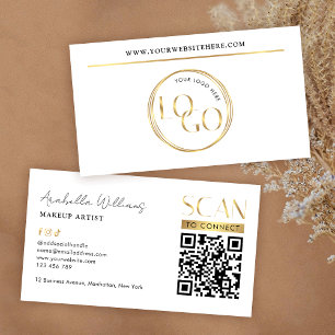 Modernes Glam Gold Logo Make-up-Schönheitssalon QR Visitenkarte