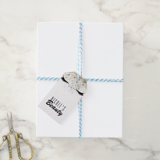 Modernes Glam Gold Silver Black Eyelashes Schönhei Geschenkanhänger (Mit Garn)