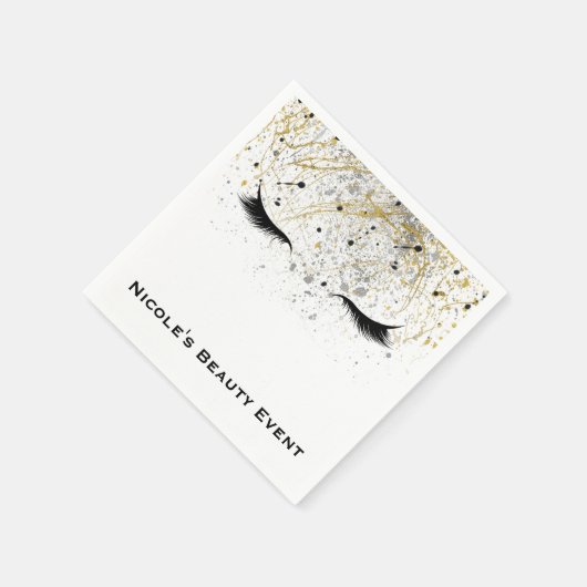 Modernes Glam Gold Silver Black Eyelashes Schönhei Serviette (Ecke)