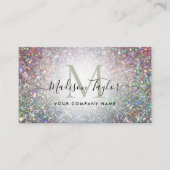 Modernes Glam Holographic Glitzer Sparkle Monogram Visitenkarte (Vorderseite)