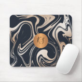 Modernes Glam-Marmor schwarze Rose Gold mit Monogr Mousepad (Mit Mouse)