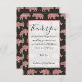 Modernes Glam Rose Gold Glitzer gestreift Rhinos Dankeskarte (Vorne/Hinten)