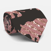 Modernes Glam Rose Gold Glitzer gestreift Rhinos Krawatte (Gerollt)